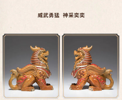Asia high grade Spiritual ART  home Company bring wealth money thriving business Good luck Dragon PI XIU mascot brass Ornament