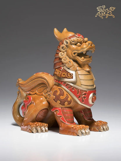 Asia high grade Spiritual ART  home Company bring wealth money thriving business Good luck Dragon PI XIU mascot brass Ornament