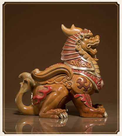 Asia high grade Spiritual ART  home Company bring wealth money thriving business Good luck Dragon PI XIU mascot brass Ornament