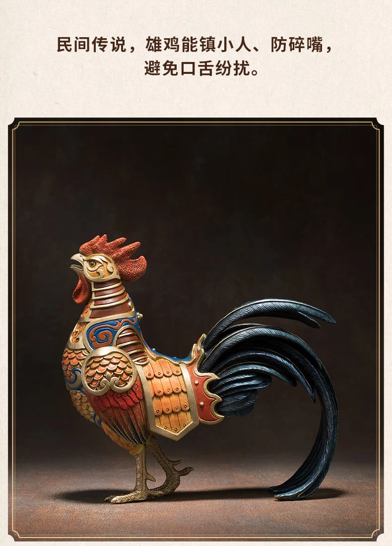 Asia high grade Spiritual ART home Company bring wealth money thriving business Good luck brave Rooster mascot brass Decoration