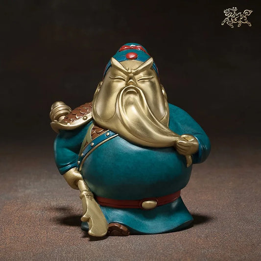 Asia high grade business gift GOOD LUCK CAI SHEN GUAN GONG mascot brass statue HOME company office God of wealth Mammon