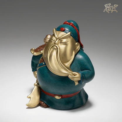 Asia high grade business gift GOOD LUCK CAI SHEN GUAN GONG mascot brass statue HOME company office God of wealth Mammon