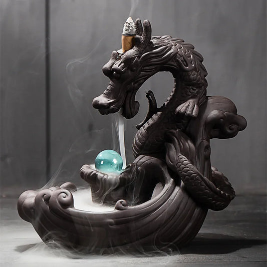 Asia high grade decorative ART exorcise evil spirits Bring wealth money GOOD LUCK Dragon Ceramic Sculpture FENG SHUI Statue