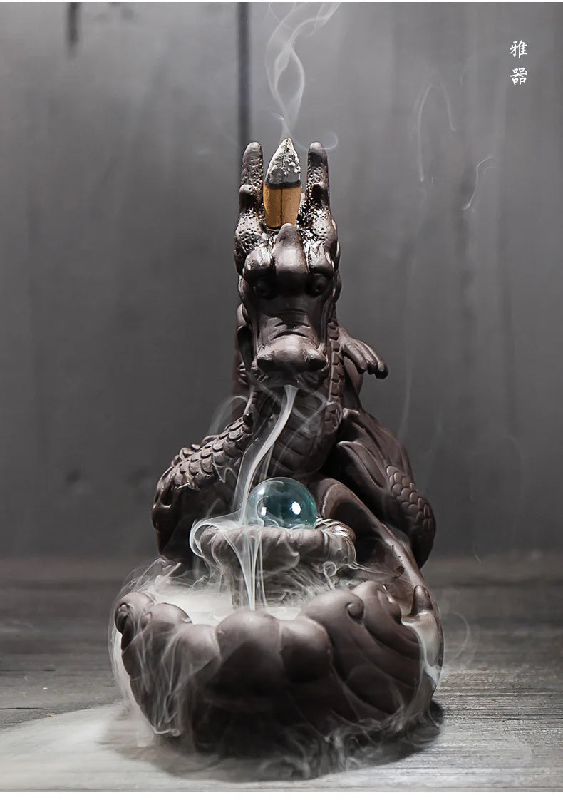 Asia high grade decorative ART exorcise evil spirits Bring wealth money GOOD LUCK Dragon Ceramic Sculpture FENG SHUI Statue