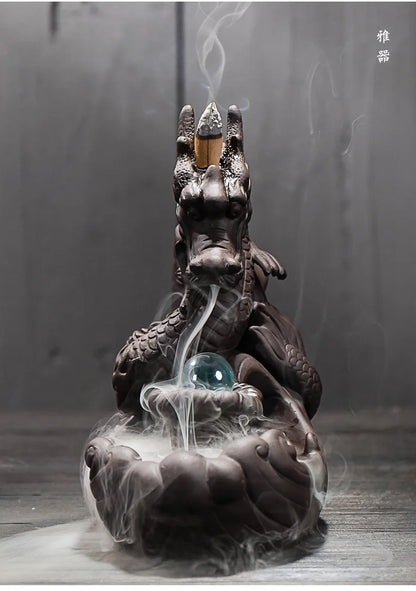 Asia high grade decorative ART exorcise evil spirits Bring wealth money GOOD LUCK Dragon Ceramic Sculpture FENG SHUI Statue