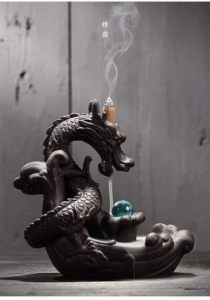 Asia high grade decorative ART exorcise evil spirits Bring wealth money GOOD LUCK Dragon Ceramic Sculpture FENG SHUI Statue