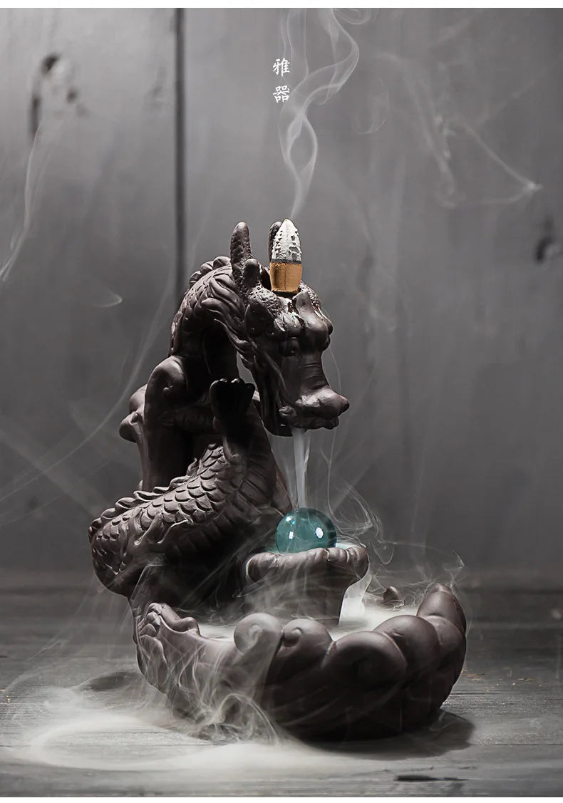 Asia high grade decorative ART exorcise evil spirits Bring wealth money GOOD LUCK Dragon Ceramic Sculpture FENG SHUI Statue