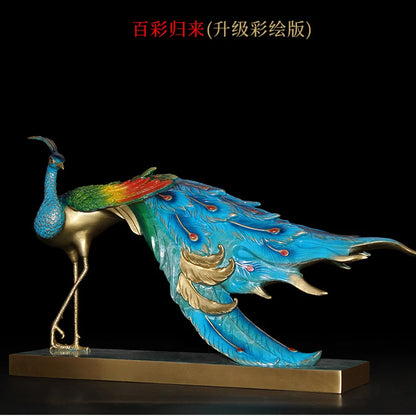 Asia home Company shop luxury high grade Good luck Rich Peacock bird Mascot bring wealth money thriving business brass statue