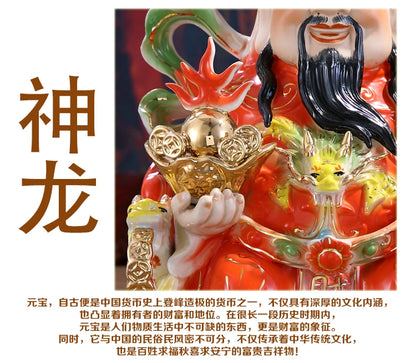 Asia temple efficacious Talisman buddha home altar family Mascot dragon CAI SHEN YE God of wealth Porcelain Sculpture statue
