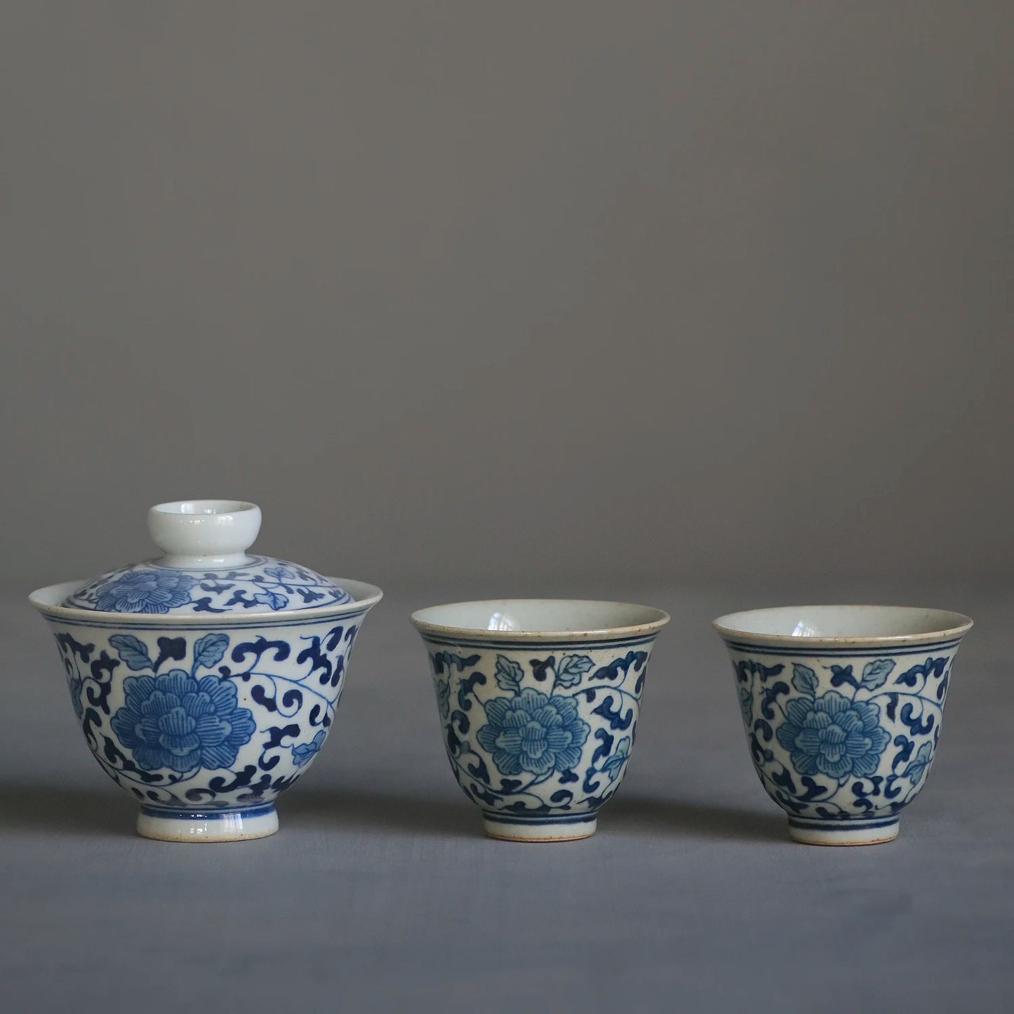 At the beginning of the jingdezhen ceramic foam mud manual under glaze blue and white tureen three bowl of dry tea bowl