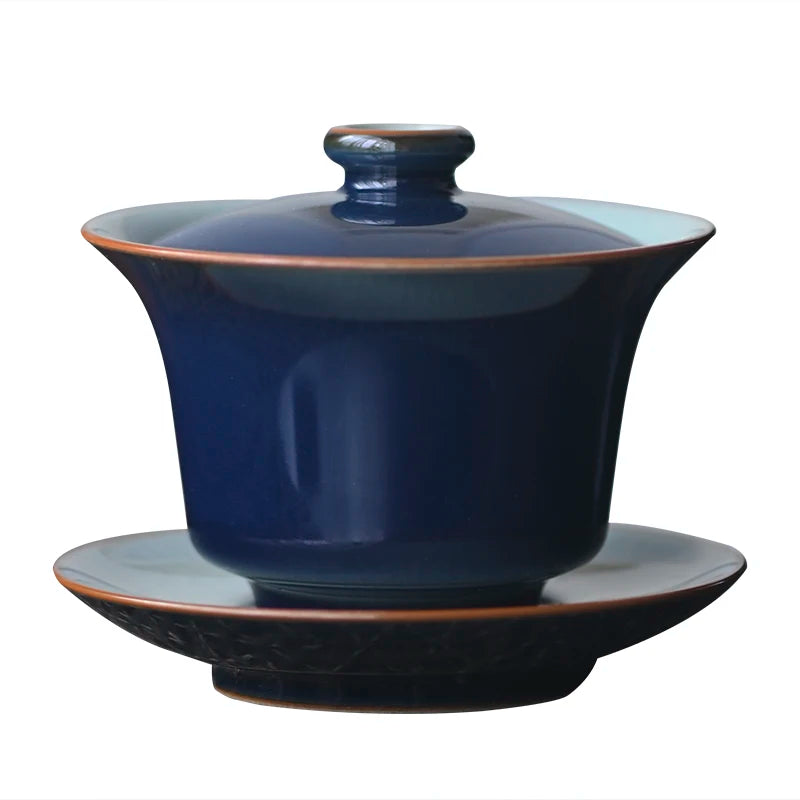 At the beginning of the manual spray your kiln ji blue it tureen ceramic cups kung fu tea tea bowl cover sample tea cup