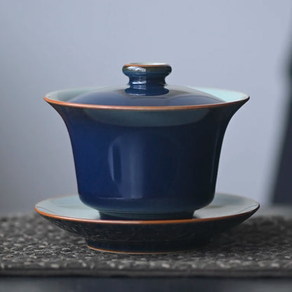 At the beginning of the manual spray your kiln ji blue it tureen ceramic cups kung fu tea tea bowl cover sample tea cup