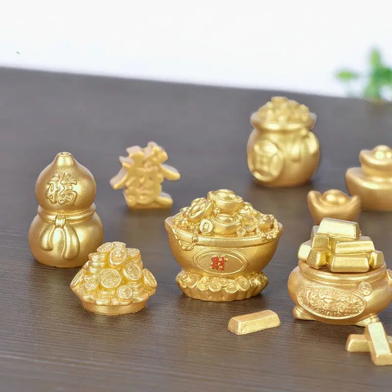 【Attract wealth 】Golden Coin Car Ornaments Micro Landscape Bonsai Decoration Desktop Creative Trinket Home Accessories Figurines