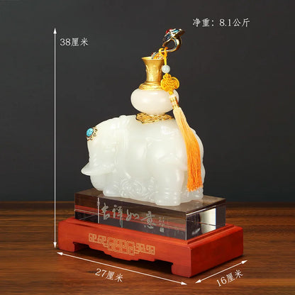 Auspicious luck  elephant  Glazed glaze  gemstone  Gilding  Jade ornaments  Decorative Crafts gift
