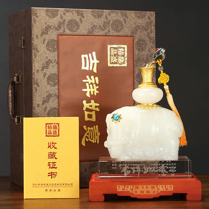 Auspicious luck  elephant  Glazed glaze  gemstone  Gilding  Jade ornaments  Decorative Crafts gift