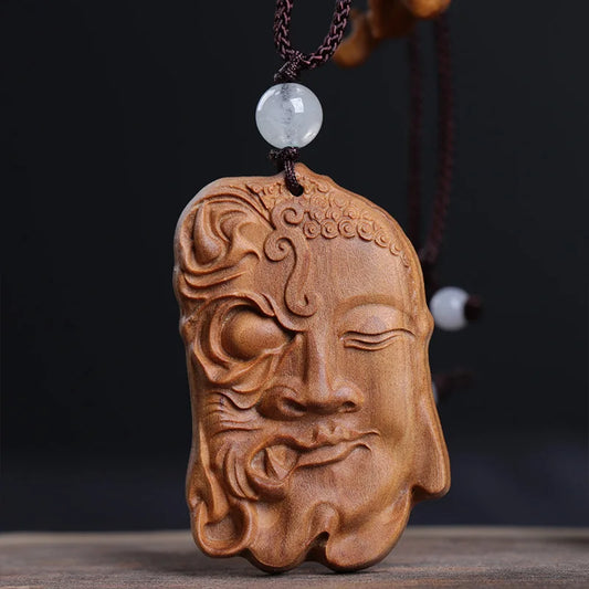 Australian Sandalwood 5CM Buddha Pendant Wood Statue Evil Kindness Sculpture Wood Carving Car Hanging Home Decor