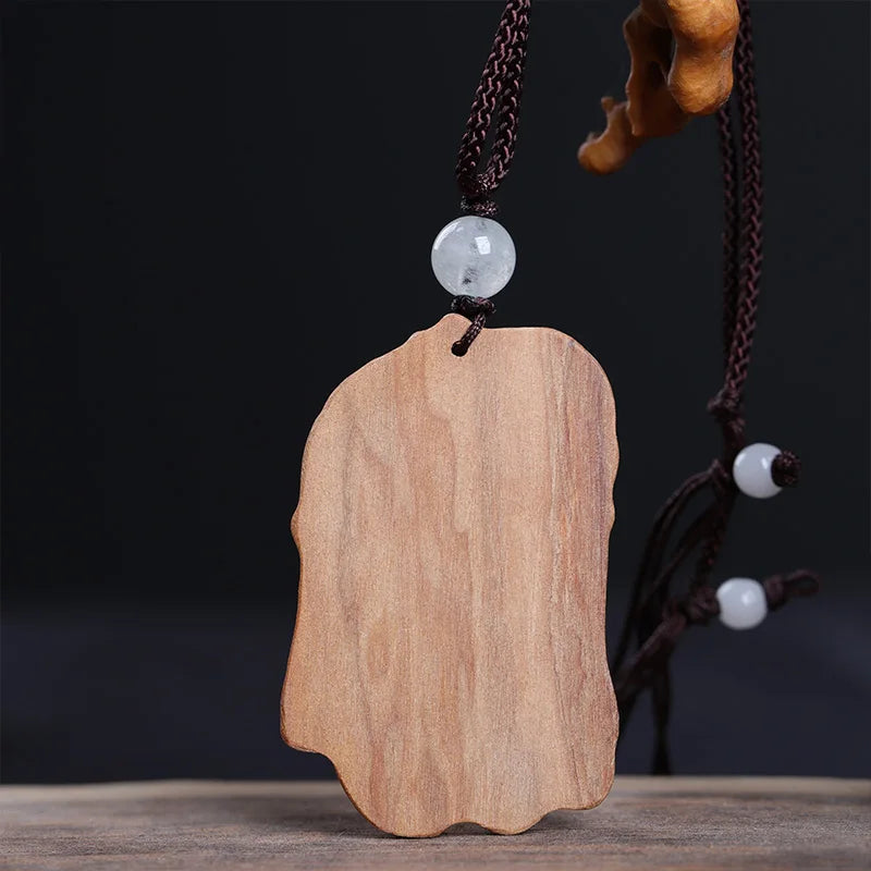 Australian Sandalwood 5CM Buddha Pendant Wood Statue Evil Kindness Sculpture Wood Carving Car Hanging Home Decor