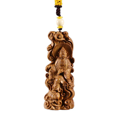Australian Sandalwood Carving Car Pendant Statue Craft Real Wood Buddha Statue Guanyin Sculpture Home Decor