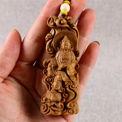 Australian Sandalwood Carving Car Pendant Statue Craft Real Wood Buddha Statue Guanyin Sculpture Home Decor
