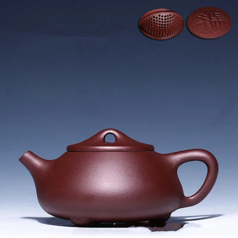 Authentic Chinese Tea Ceremony Supplies Zisha Stone Scoop Pot Yixing Purply Clay Teapot Handmade Customized Gifts 250ml