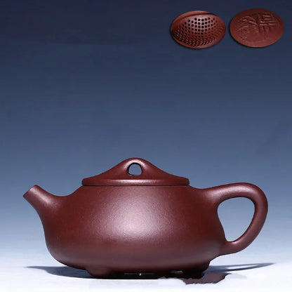 Authentic Chinese Tea Ceremony Supplies Zisha Stone Scoop Pot Yixing Purply Clay Teapot Handmade Customized Gifts 250ml