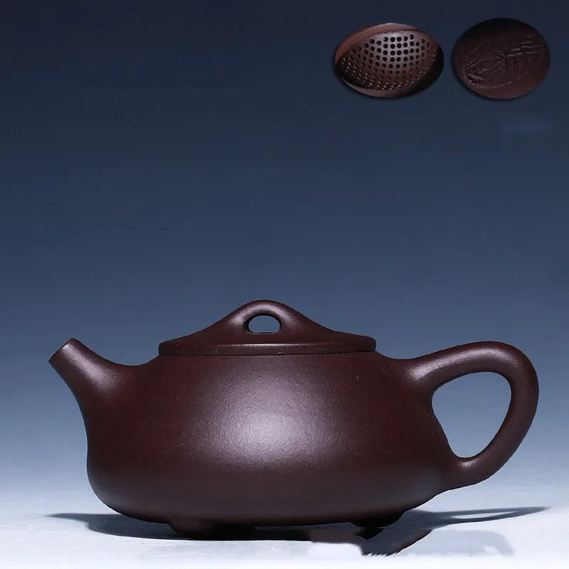 Authentic Chinese Tea Ceremony Supplies Zisha Stone Scoop Pot Yixing Purply Clay Teapot Handmade Customized Gifts 250ml