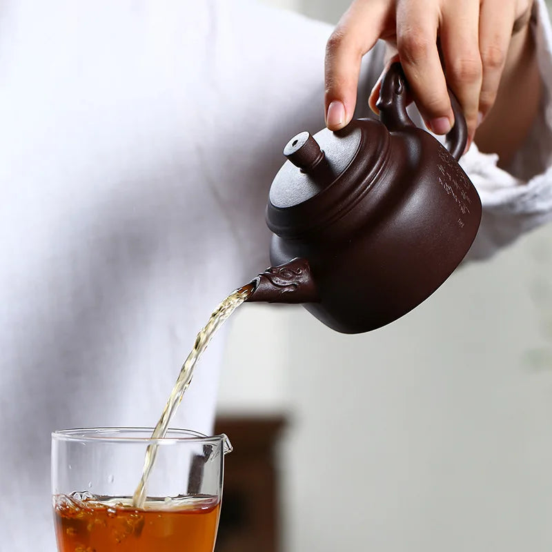 Authentic Famous Famous Zisha Teapot, Pure Handmade Longyin Dezhong, Zisha Teapot, Yixing Handmade Pot, Kung-Fu Pot