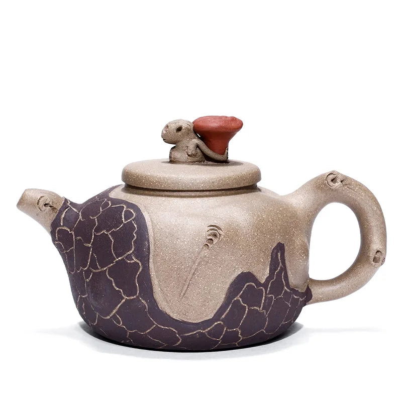 Authentic Ganoderma Lucidum Teapot for Spring Pot, Famous Handmade Mine Mud, Chinese Tea, Christmas Gift, 310ml