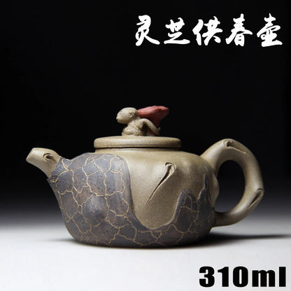 Authentic Ganoderma Lucidum Teapot for Spring Pot, Famous Handmade Mine Mud, Chinese Tea, Christmas Gift, 310ml