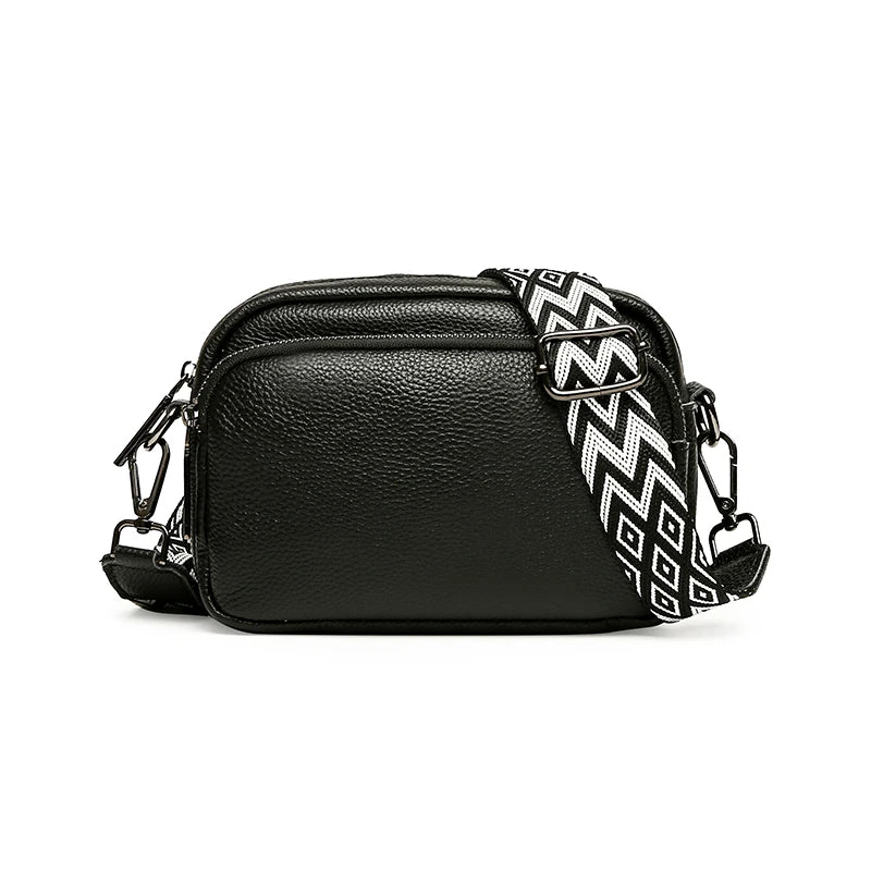 Authentic Genuine Leather High-Quality Luxury Bag With Wide Stripe Shoulder Strap Single Shoulder Crossbody Bag 2024 New Bolsa