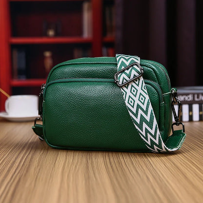 Authentic Genuine Leather High-Quality Luxury Bag With Wide Stripe Shoulder Strap Single Shoulder Crossbody Bag 2024 New Bolsa