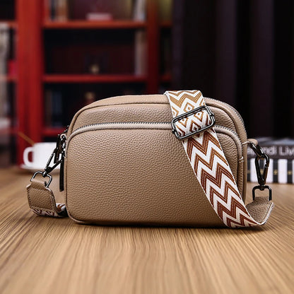 Authentic Genuine Leather High-Quality Luxury Bag With Wide Stripe Shoulder Strap Single Shoulder Crossbody Bag 2024 New Bolsa