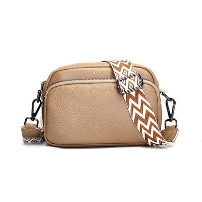 Authentic Genuine Leather High-Quality Luxury Bag With Wide Stripe Shoulder Strap Single Shoulder Crossbody Bag 2024 New Bolsa