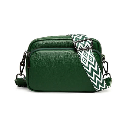 Authentic Genuine Leather High-Quality Luxury Bag With Wide Stripe Shoulder Strap Single Shoulder Crossbody Bag 2024 New Bolsa
