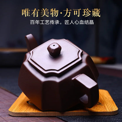 Authentic Teapot Yixing Purple Clay Tea Pot Infuser Handmade Kettle 220ml Kung Fu Tea Set Hanfang Chinese Ceremony Gift
