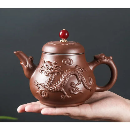 Authentic Yixing Dragon Pattern Purple Clay Tea Pot Original Mine Handmade Teapot Tea   400ml