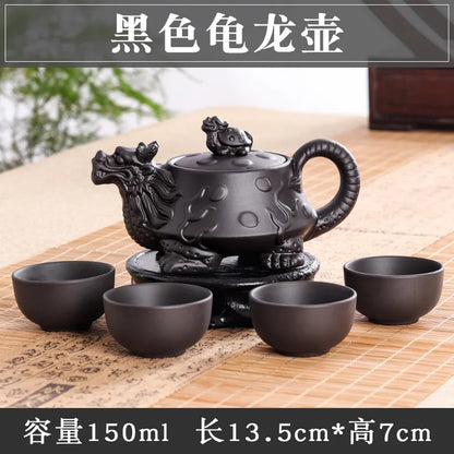 Authentic Yixing Dragon Teapot Sets 5pcs Ceramic Purple Clay Kung Fu Tea Set 1 Teapot + 4 Cups Handmade Zisha Teapot Set 150ML
