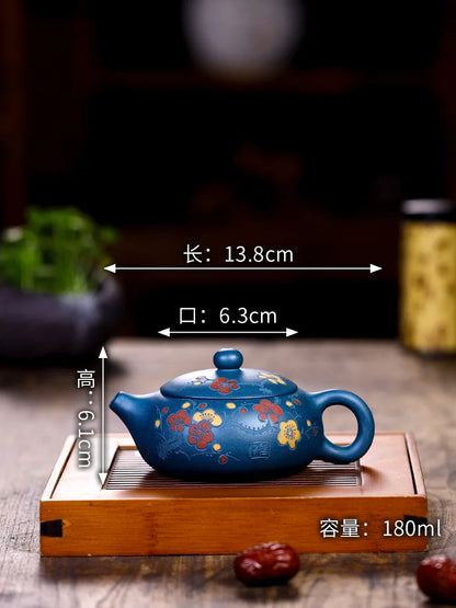 Authentic Yixing Handmade Purple Clay Teapot Plum Blossom Xishi Tea Pot Beauty Pot Customized Kungfu Tea Set Tea Set 180ml
