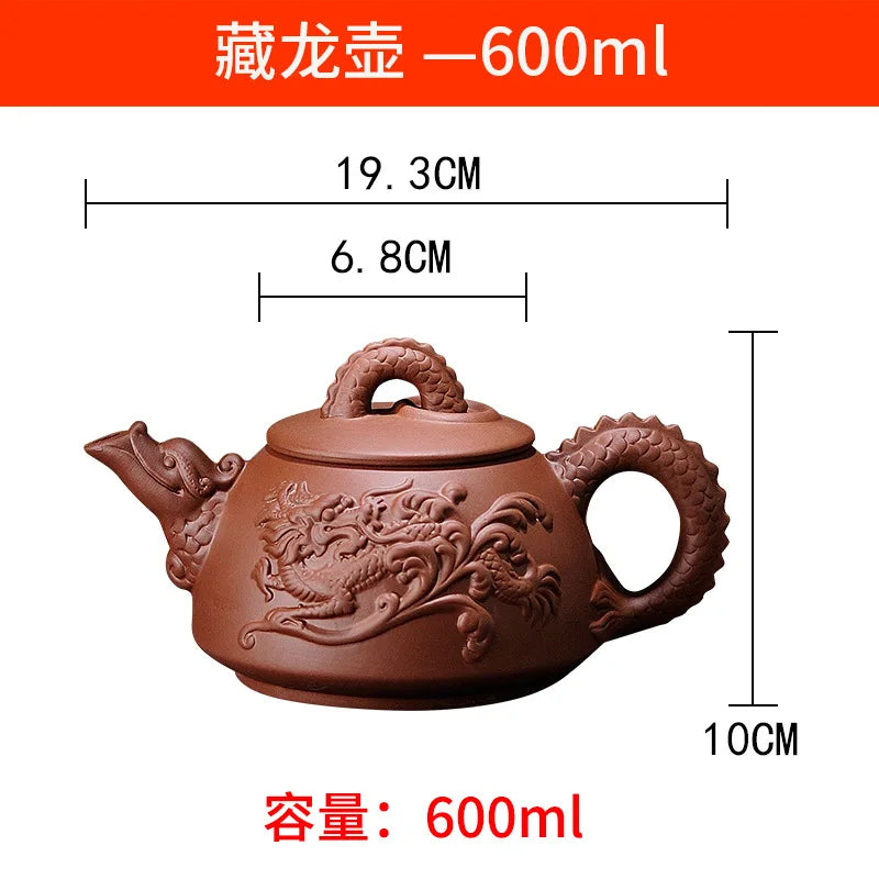 Authentic Yixing Purple Clay Tea Sets Handmade Dragon Teapot with Filter Tea Infuser Strainer Teacup Kettle Household Teaware
