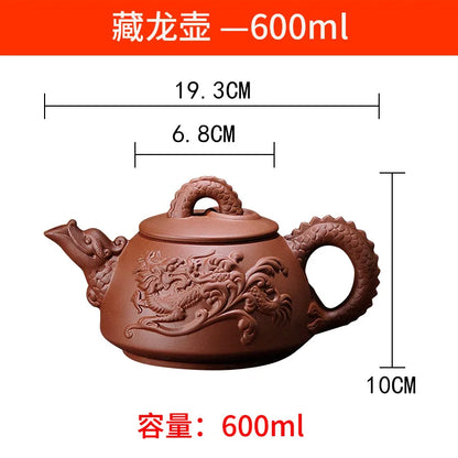 Authentic Yixing Purple Clay Tea Sets Handmade Dragon Teapot with Filter Tea Infuser Strainer Teacup Kettle Household Teaware