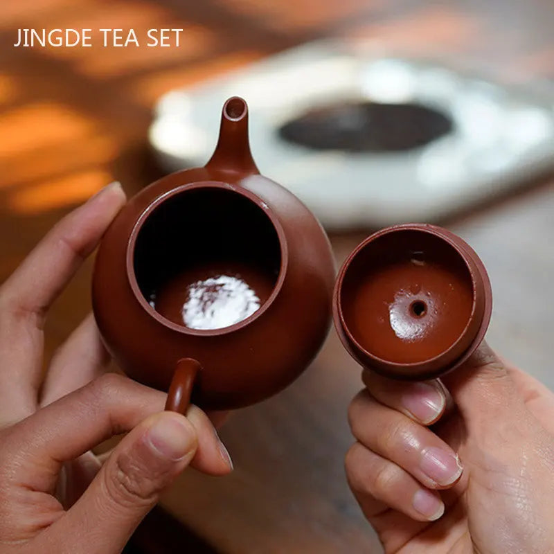 Authentic Yixing Purple Clay Teapot Dahongpao Pear Shaped Pot Handmade Filter Beauty Kettle Tradition Puer Tea Set Drinkware
