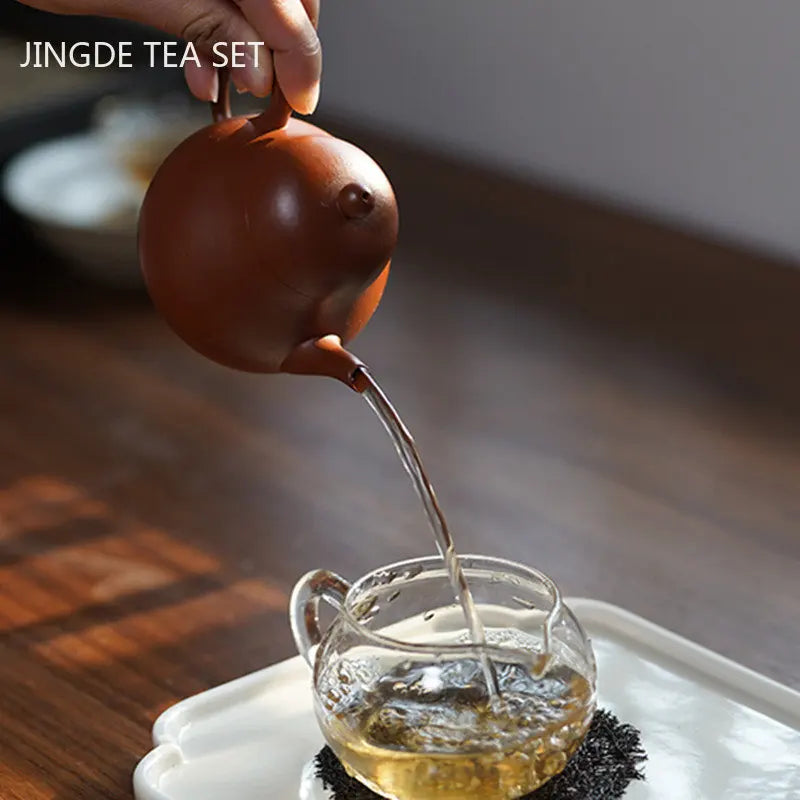 Authentic Yixing Purple Clay Teapot Dahongpao Pear Shaped Pot Handmade Filter Beauty Kettle Tradition Puer Tea Set Drinkware