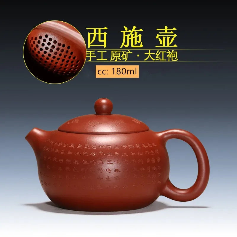 Authentic Yixing Purple Clay Teapot Dahongpao Xishi Tea Pot Handmade Ball Hole Filter Tea Infuser Household Customized Teaware