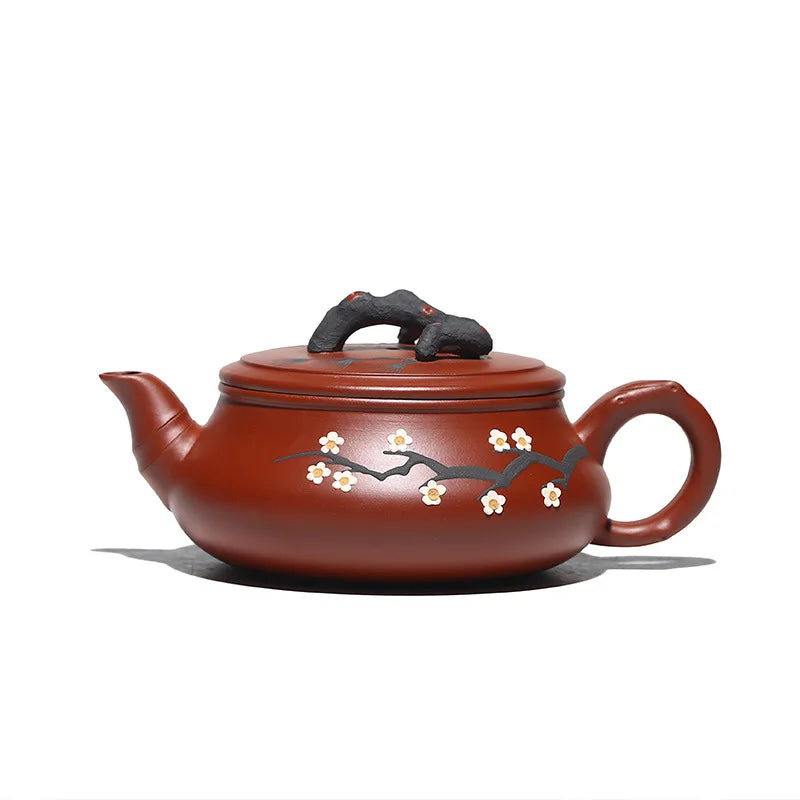 Authentic Yixing Purple Clay Teapot, Zisha, Handmade Tea Set, Tea Drinking, Huanglongshan Mud, Dahongpao Songmei, Flat Drum Pot