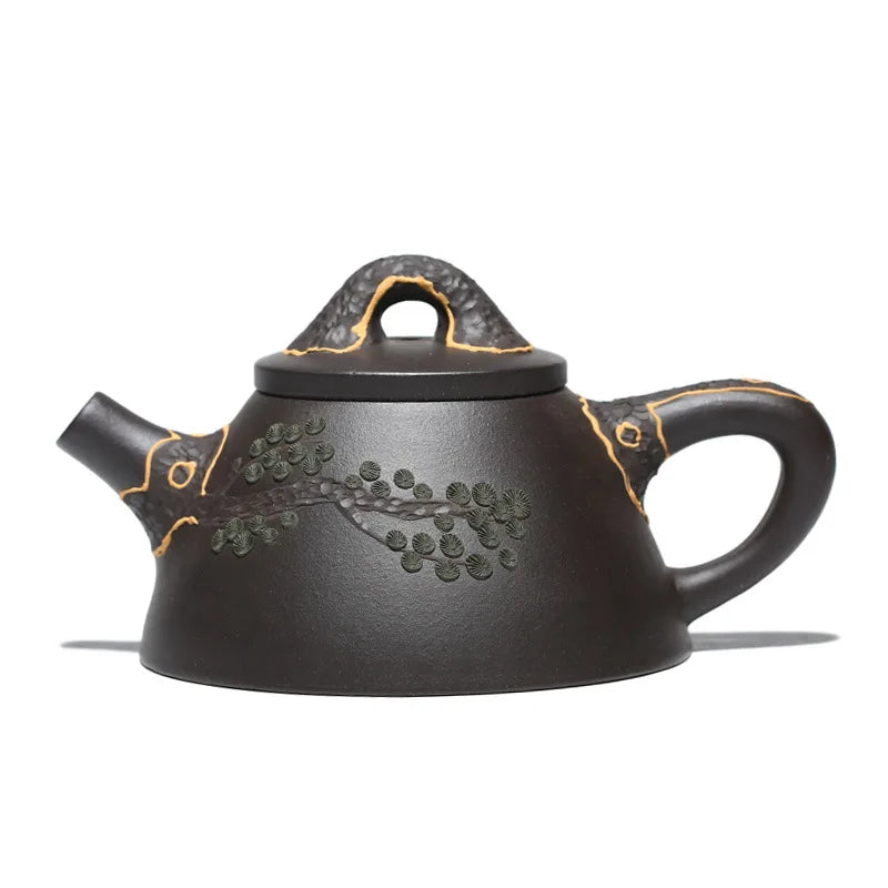Authentic Zisha Purple Clay Teapot, Handmade Tea Set, Tea Drinking, Huanglongshan Mud, Black Mud, Turquoise Scoop