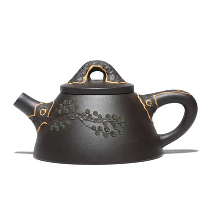 Authentic Zisha Purple Clay Teapot, Handmade Tea Set, Tea Drinking, Huanglongshan Mud, Black Mud, Turquoise Scoop