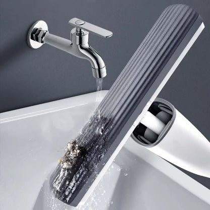 Automatic Self-Wringing Mop Flat Mop Easy Mop with PVA Sponge Mop Heads Free Hand Washing Self-Wringing for Bedroom Floor Clean