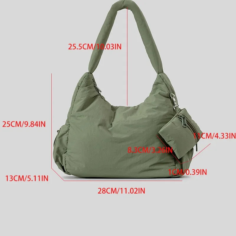 Autumn Winter Cotton-padded Commuter Handbag Large Capacity Casual All-match Shoulder Bags Women Trendy Leisure Bolsas Mujer