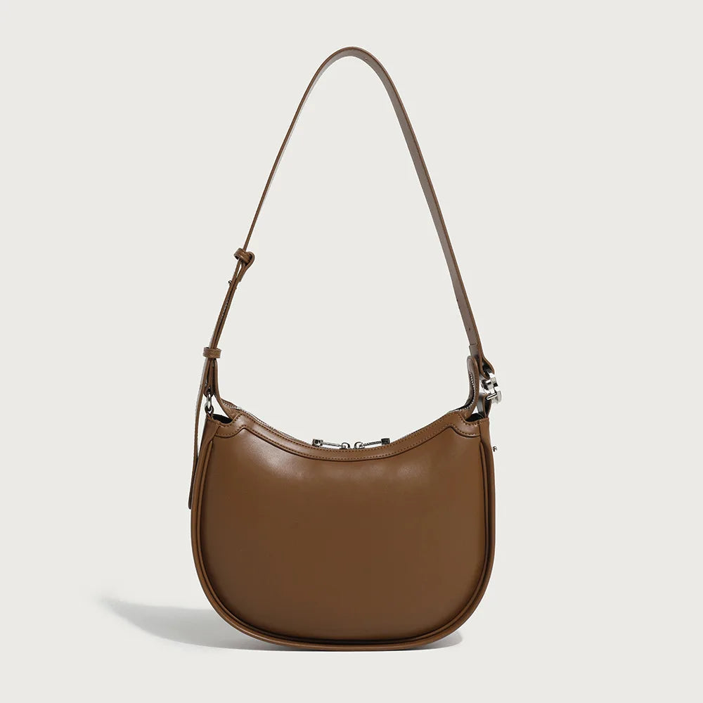 Autumn Winter New Fashion Crescent Bag Simple Solid Large Capacity PU Crossbody Handbags Female Commuter All-match Bolsas