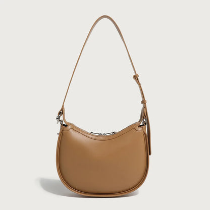 Autumn Winter New Fashion Crescent Bag Simple Solid Large Capacity PU Crossbody Handbags Female Commuter All-match Bolsas